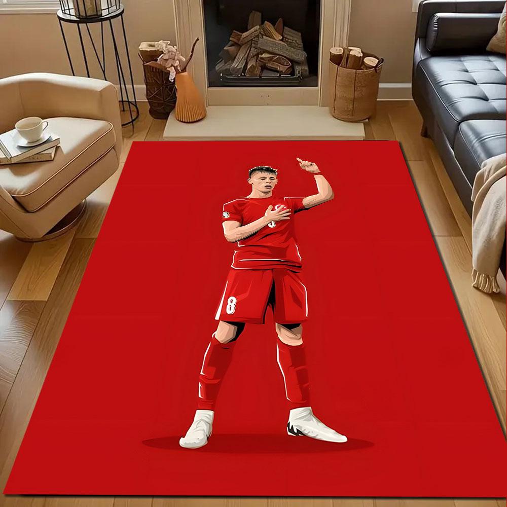 Soccer Player in Red Celebration Patterned carpet, non slip mat suitable for living room and bedroom sofas