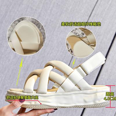 Dissolved Sole Sandals Women's 2025 Summer New Women's Flat-bottomed Versatile Beach Shoes Velcro Platform Fashion Women's Shoes