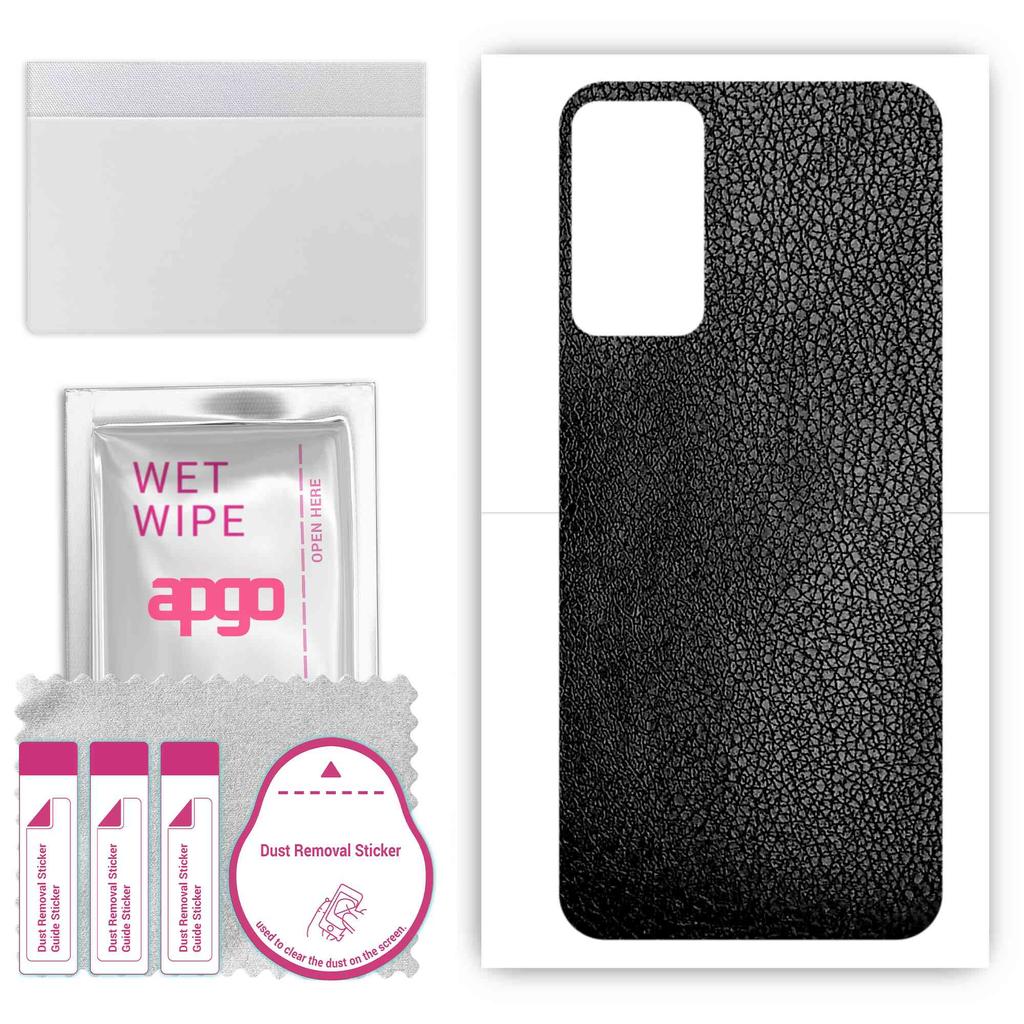 apgo Protective Skin Sticker for the Back Compatible with Samsung Galaxy F23, Wrap Film, Foil, Vinyl - Pattern Black Leather
