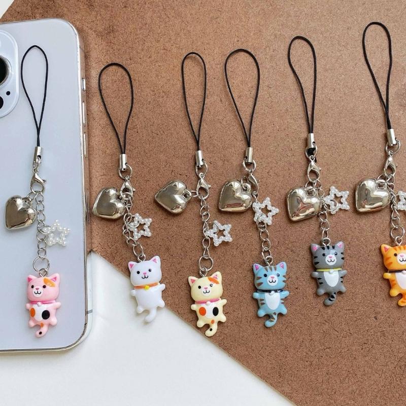 Practical Handmade Beadwork Cats Hanging Ornament Versatile Phone Charm Portable for Styles Upgrades Daily Use