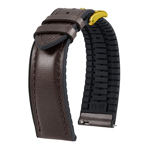 

[BINLUN] Leather Watch Strap, Quick Release, Leather, Watch Band, Inner Silicone, Breathable, 18mm