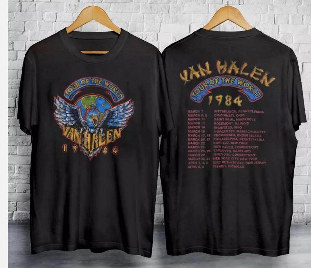 Vintage 1984 Van Halen World Tour Monsters of Rock T-skjorte
