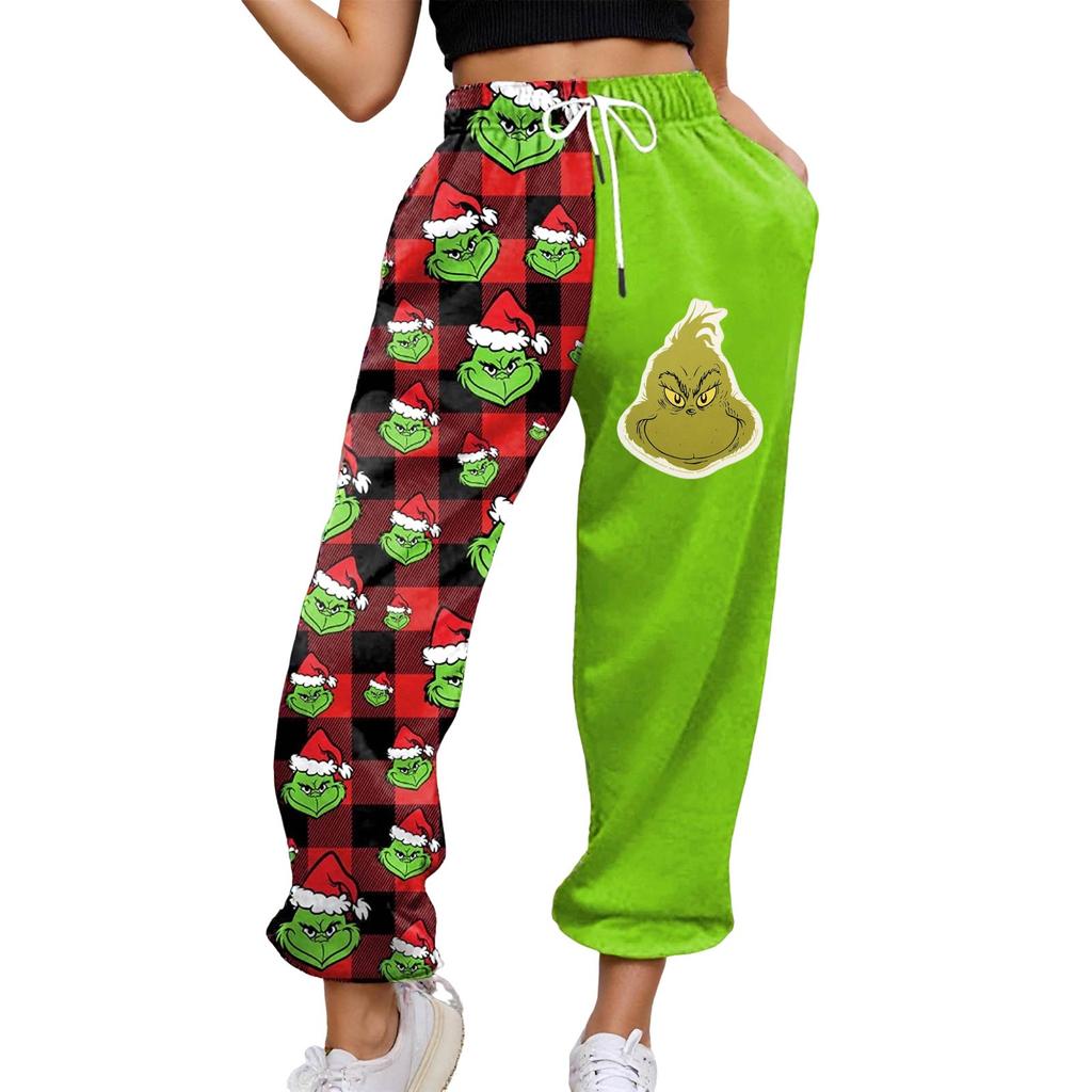 Women's Casual Fashion Christmas Printed Casual Sweatpants Elastic Waist Drawstring Pants