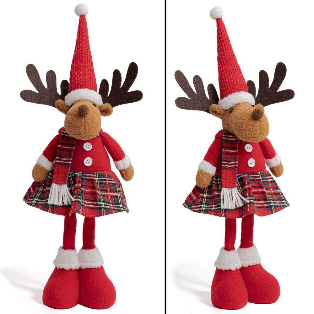 Ornements de Poupée Élan de Noël Rouge Créatif Poupée Renne Cartoon Debout Jambes Longues Mignon Décoration Joyeux Noël Fournitures de Nouvel An