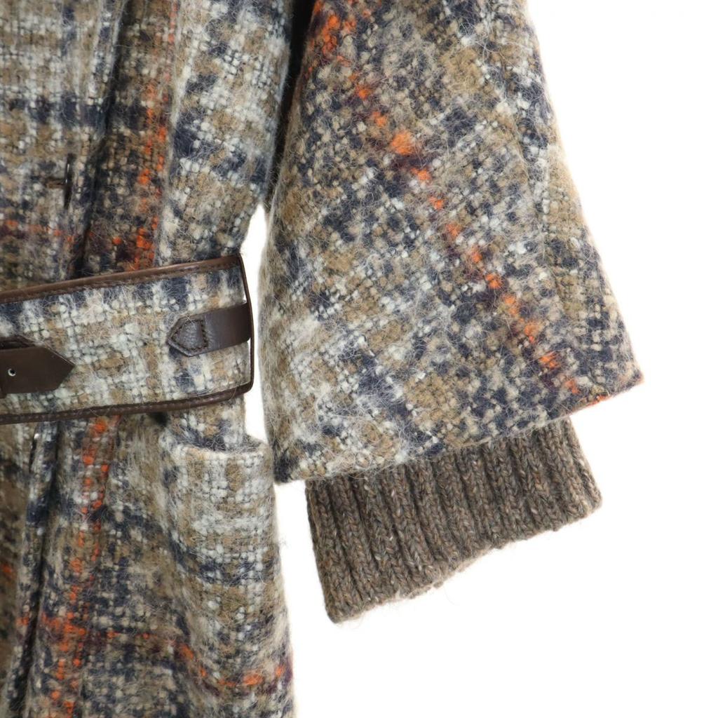 Sportmax Check Pattern Wool Blend Long Coat 36 Beige Women Used