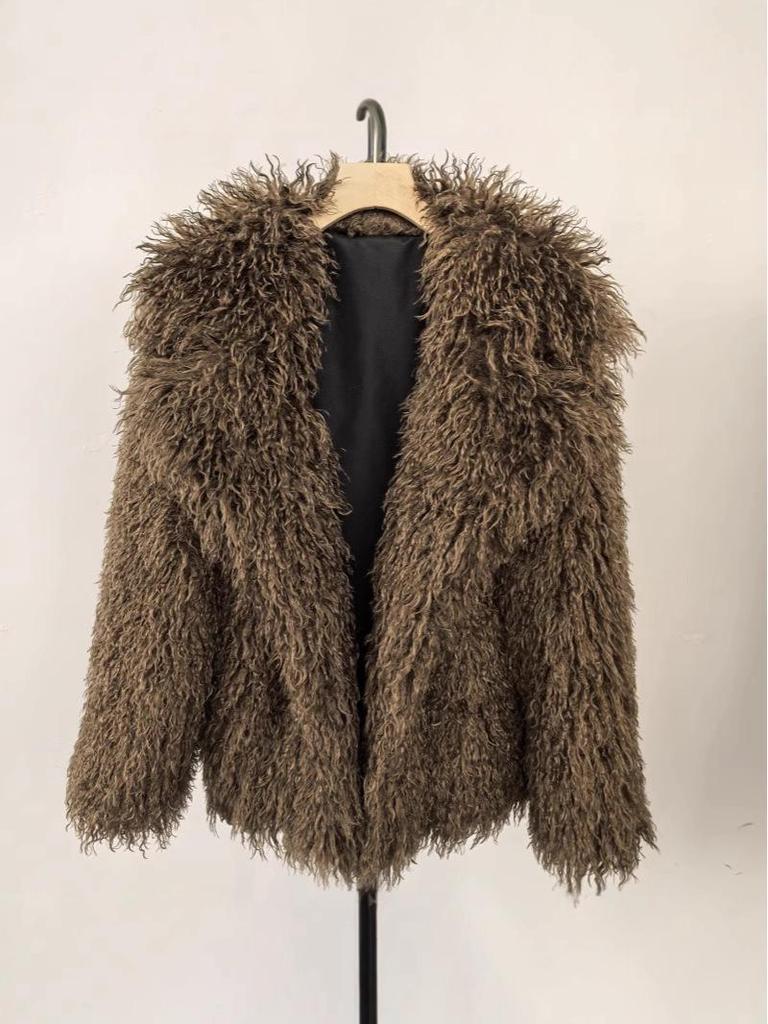Winter Faux Fur Imitation Tan Sheepskin Short Coat