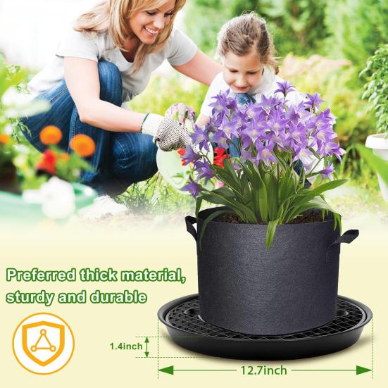 4 Pcs Self-Watering Fabric Pot Base Auto-Irrigation Plant Saucer Breathable Planter Base for 5 Gallon Grow Bag Prevent Plant Rot
