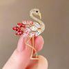 Flamingo Inspired Brooch With Stylish Stones Elegant Costumes Jewelry