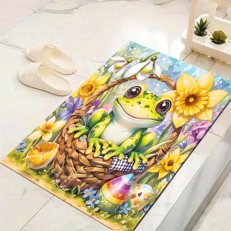 

1pc Cute little frog Print, Design Indoor Area Rug, Soft, Anti-Slip, and Durable Gaming Room Decor for Bedroom, Living Room, and Exercise Ru 60cm by 90cm