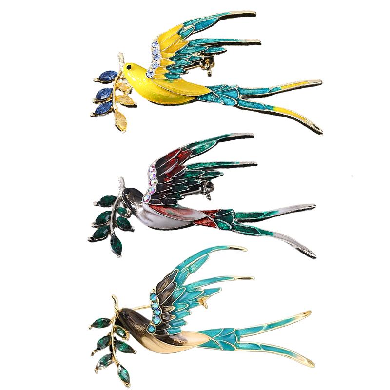 1PC Brooch Lightweight Lapel Pin Hypoallergenic Enamel Bohemian Bird Daily Swallow Sturdy Clothing Elegant