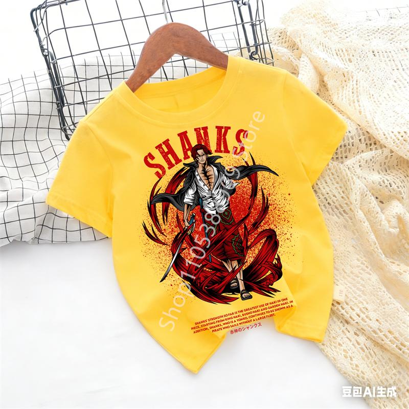 2026 Summer Anime Monkey D Printed Tshirt Kids boys Clothing Fashion Casual Street Tshirt Y2k
