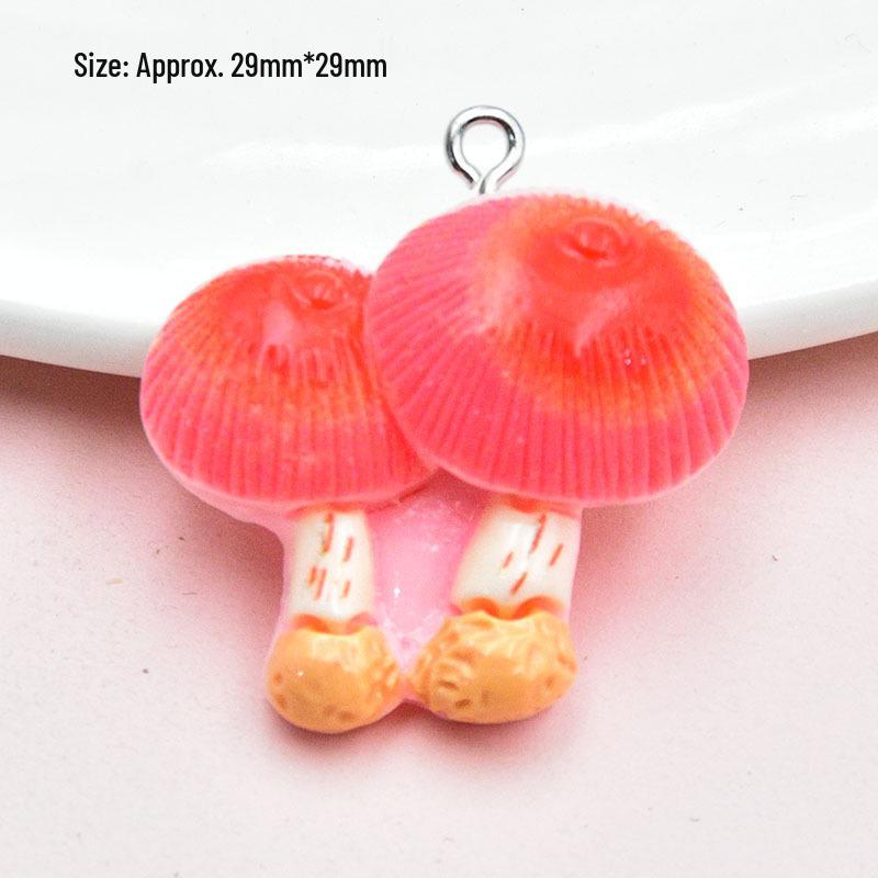 Resin Cartoon Mushroom & Red Umbrella Bag Charm DIY Jewelry Accessory
