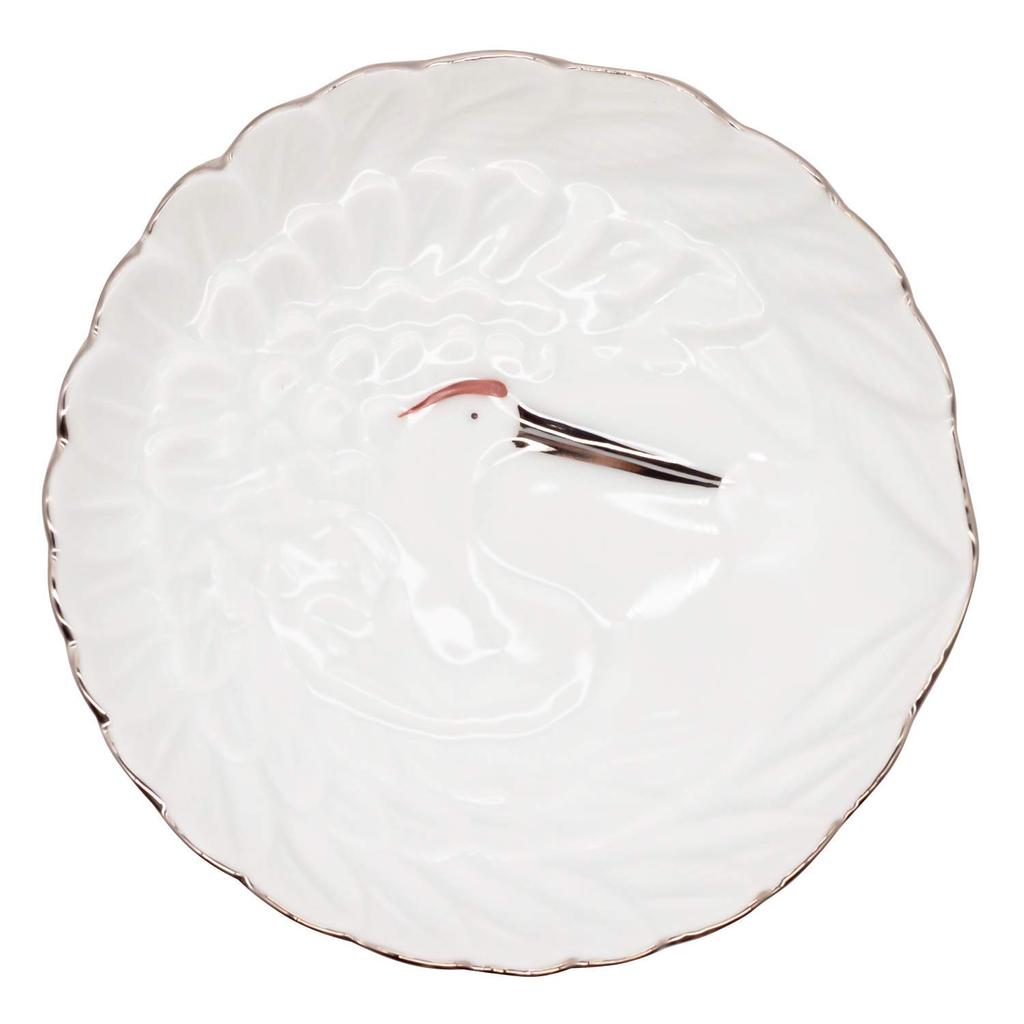 Arita Ware, Tasei Kiln, Crane-Shaped Small Plate, 11cm, Platinum Wire, Made in Japan, 475013