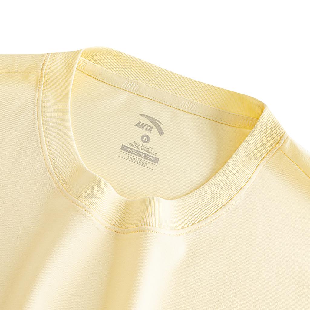 Anta Lifestyle Series Short Sleeve Knitted Shirt Summer T-Shirt Unisex Tops Banana-Yellow 972628112-3