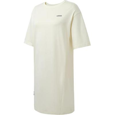 Round Neck Solid Color Casual Short Sleeve Dress Women Dresses Off-White JI5086