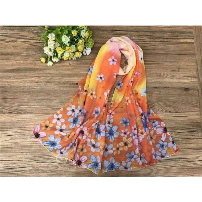 Spring and Summer Women's Chiffon Printed Scarf Sun Protection Thin Silk Scarf Shawl Beach Butterfly Scarf