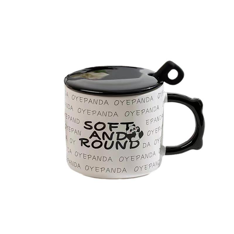 Creative Cartoon Panda Ceramic Cup High Value Mug with Lid Spoon Water Cup Household Coffee Cup Souvenir Gift Cup