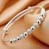 Korean Silver Charm Lucky Beads Bangles For Women Bracelets Fashion Party Wedding Engagement Popular Trendy Jewelry