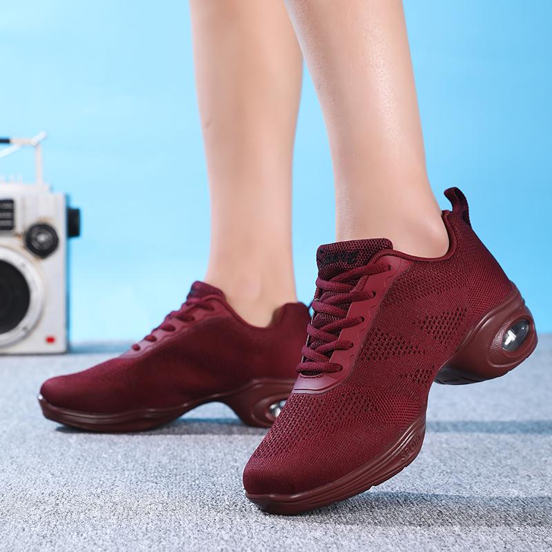 Scarpe da Ballo Moderne Donna con Ammortizzazione ad Aria Rete Traspirante Scarpe da Jazz con Lacci Sneakers Casual da Donna Ammortizzanti