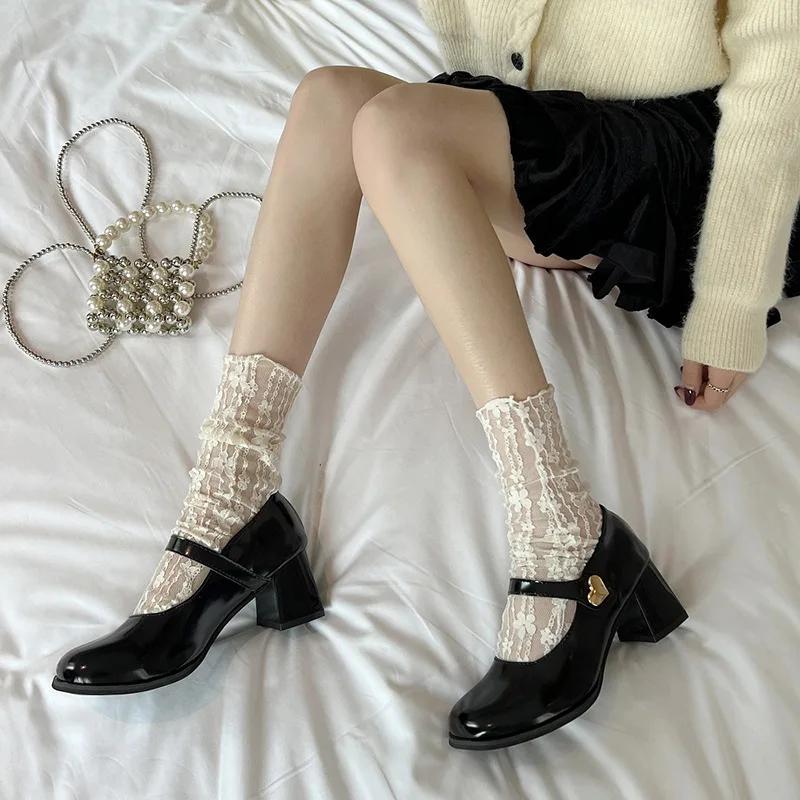 Mary Jane Women's Women Thick Heels Buckle Lolita School Uniform Student Girls Leather Zapatos De Mujer Wedges Shoes for Women