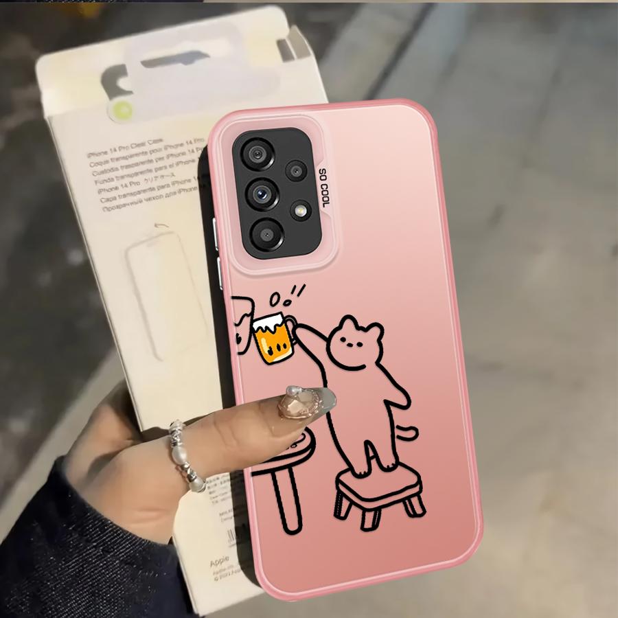 Funny Cat Clear Couple Paired Back Phone Cover Case for Samsung Galaxy A54 A72 A51 A52 A04 A05 A71 A03 A06 A07 A50 A10 A20 A56