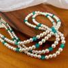 Vintage Summer Feeling Full Of Tianhe Stone Shijia Pearl Necklace 925 Silver Buckle Sweater Chain Long Chain