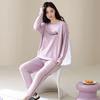 Couple pajamas spring and autumn long-sleeved pure cotton simple fashion casual men and women can wear sports loungewear suit in autumn
