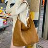 Women Shoulder Bag Fashion Tweed Fabric Large Capacity Underarm Bag Casual Handbag for Daily Office Use Solid Color Handbag