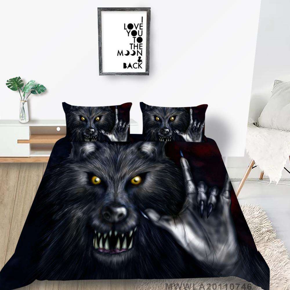 2023 New Style 3D Luxury Style 2/3PCS Bedding Suit Bed Comfortable Duvet Cover Set Wolf Printed Home Textiles Polyester Boy Gift