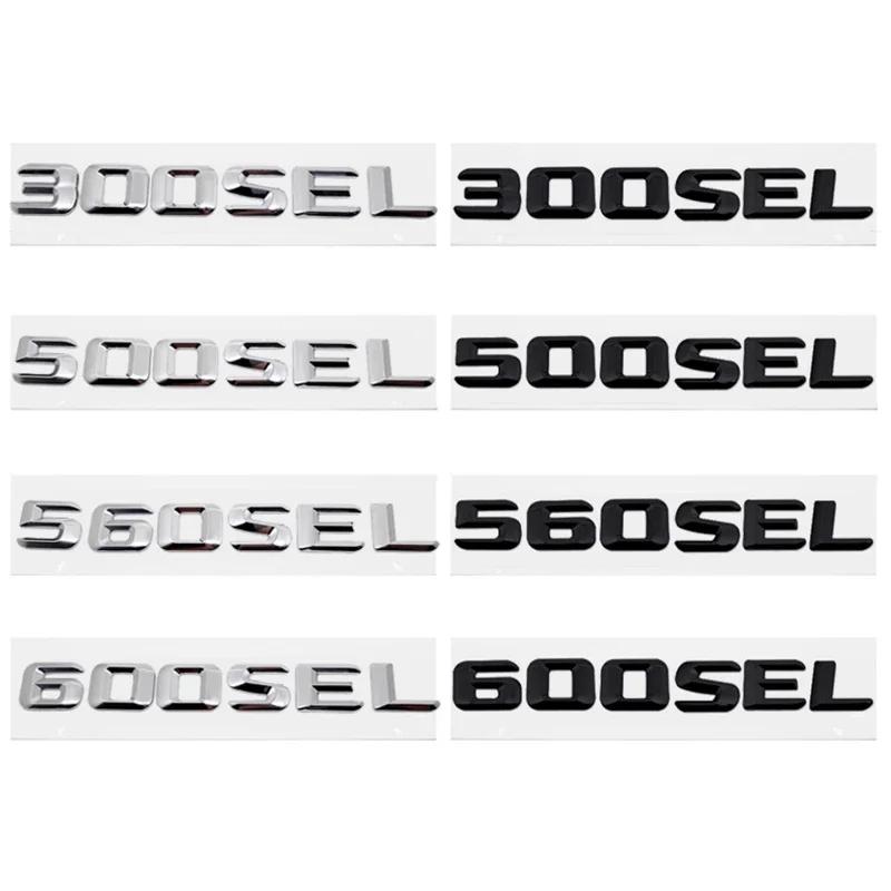 ABS Kovová Samolepka na Auto Zadní Kufr Čísla Písmena Znak pro Mercedes Benz 300SEL 500SEL 560SEL 600SEL Znakové Samolepky Dekorace