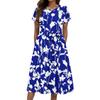 Women's Summer Fashion Round Neck Casual Plant Floral Print Short Sleeve Dress