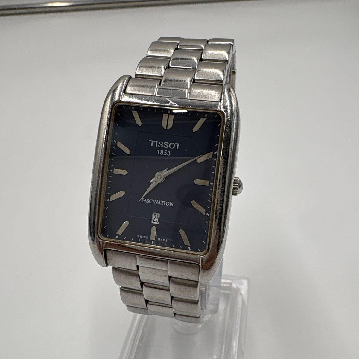 Used Good Condition TISSOT FASCINATION Men s Watch T845 Square Date New Battery Replaced Quartz Working Item
