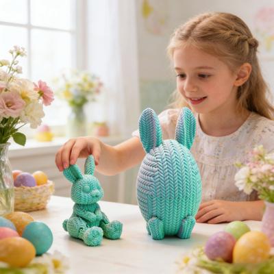 2 Pcs 3D Printed Easter Egg with Bunny Inside Prefilled Easter Bunny Egg for Easter Basket Stuffers Spring Party Decor
