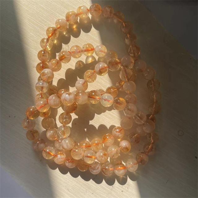 New Arrivals 8mm Crystal Stone Jewelry Natural Gold Citrine Fashion Beaded Bracelets for Gift