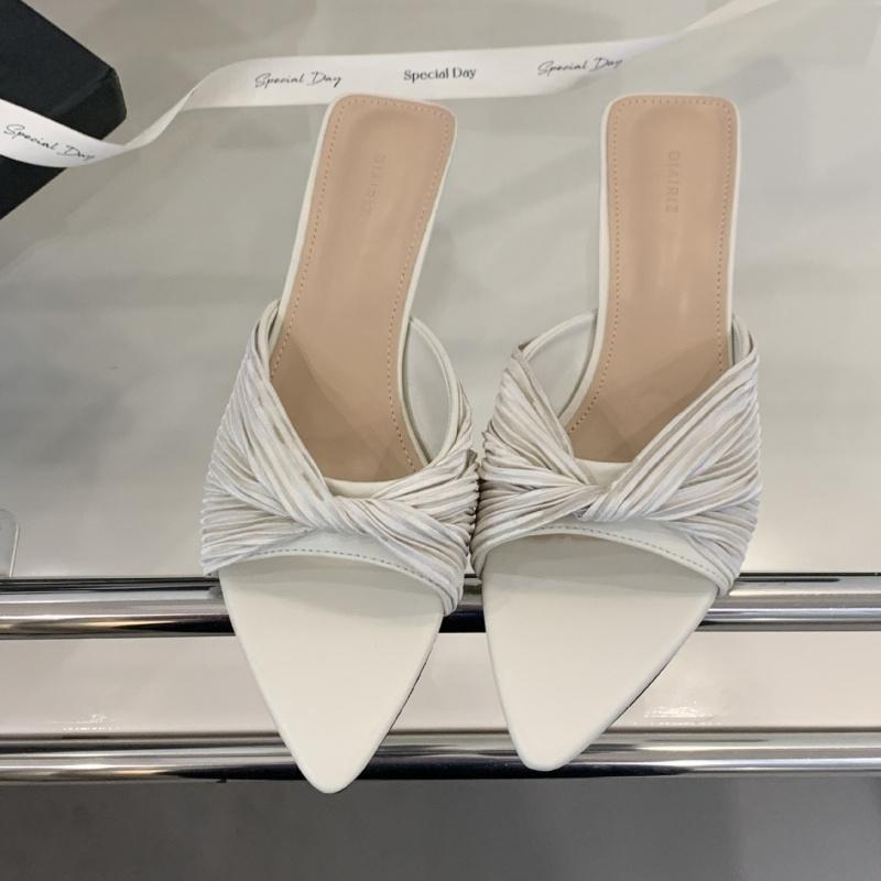 

Мода Bailamos Женские уличные тапочки Туфли на высоком каблуке 2025 Летняя обувь Модный дизайн Острый носок Женские шлепанцы Туфли-лодочки Женские мюли 39 белый