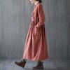Loose Women's Floral Lace Up Cotton and Linen Dress