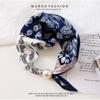 Women's Magnetic Buckle Neck Scarf Polka Dot Paisley Stripe Printed Thin Ribbon Scarf For Shirt Work Outfit Spring Summer Styling