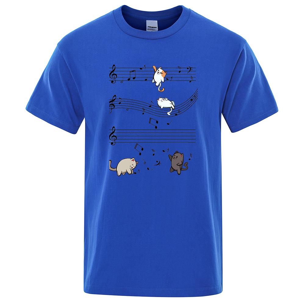 Kopie Von Musical Cats Musical Notes Male Clothes T-Shirts Summer Casual Menswear Cotton Loose Street T Shirt