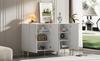 Modern Simple White Matte Multifunctional Storage Cabinet 4 Open and Closed Doors Dining Room Cabinet Gold Decoration 160*35*100cm
