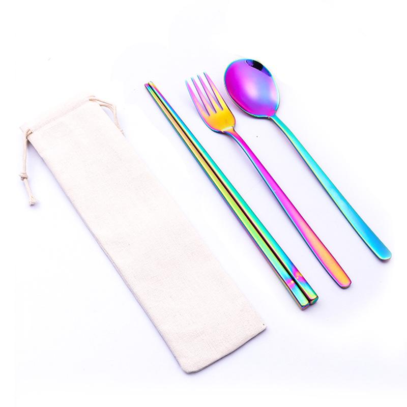 Korean Style Stainless Steel Cutlery Gift Set - Knife, Fork, Spoon, Straw