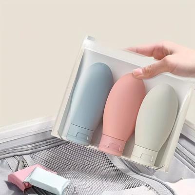 3 Piece Travel Cosmetic Container Set, 60ml Capacity, Mini Squeeze Bottle for Toiletries and Shampoo