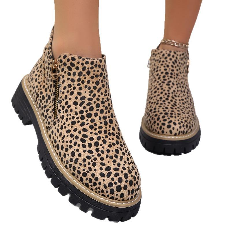 Schuhe in großen Größen, Stiefeletten mit dickem Absatz, Damen-Stiefel mit dünnem Schaft und lässigem Seitenreißverschluss