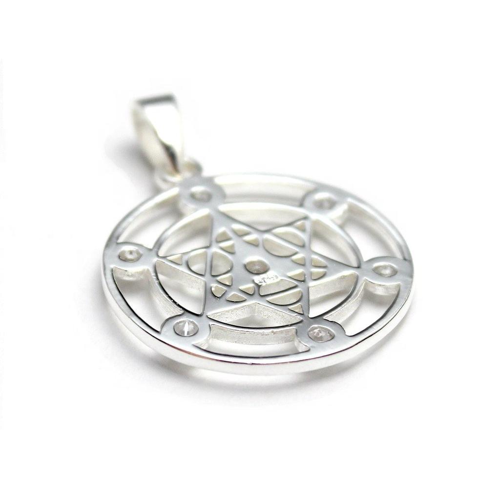 Fruit of Life Metatron's Cube, Fruit of Life, Divine Geometry, Zirconia Pendant, Pendant Top, Sterling Silver 925