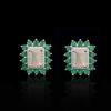 Women's Classic High-End Silver Earrings with Natural Ethiopia Opal & zambia Emerald Gemstones Fine Jewelry