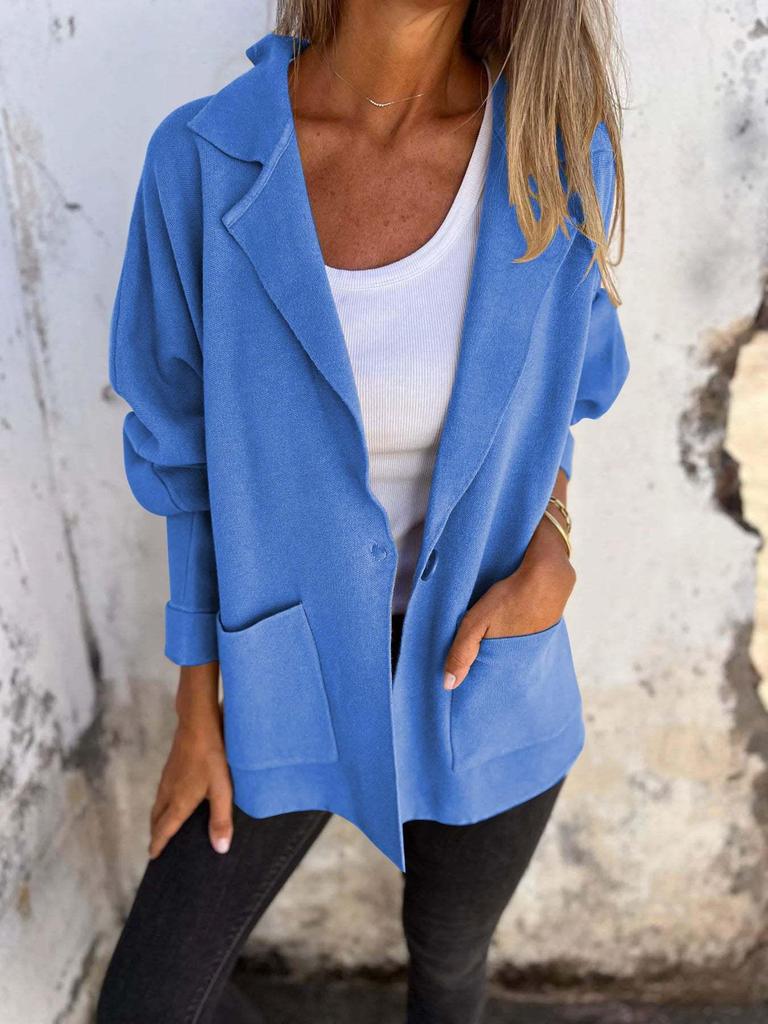 2025 Autumn/Winter Women's Versatile Turn-Down Collar Pocket Jacket