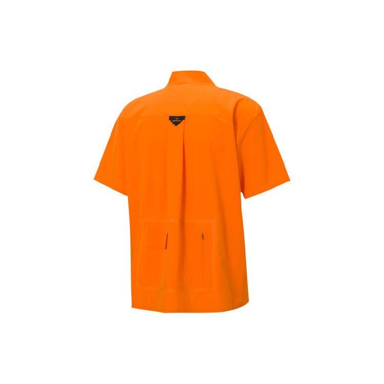 Puma x Pronounce Geometric Pattern Half-Zip Short Sleeve Shirt Unisex Tops Bright-Orange 532153-29