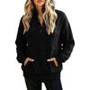 Fall/Winter Solid-color Padded Long-sleeved Buttoned Fashion Street-style Women's Hoodie