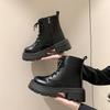 Martin boots women's 2025 autumn and winter new platform British style boots retro round head thick heel lace-up zipper short boots