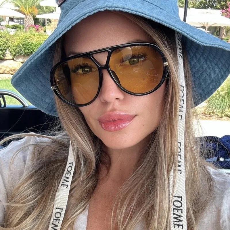 New Fashion Outdoor Yellow Sunglasses Women Men Brand Vintage Punk Pilot Sun Glasses Female Beach Shades