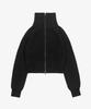 Toffee Women W Two-Way Collar Crop Knit Zip-Up (Black)